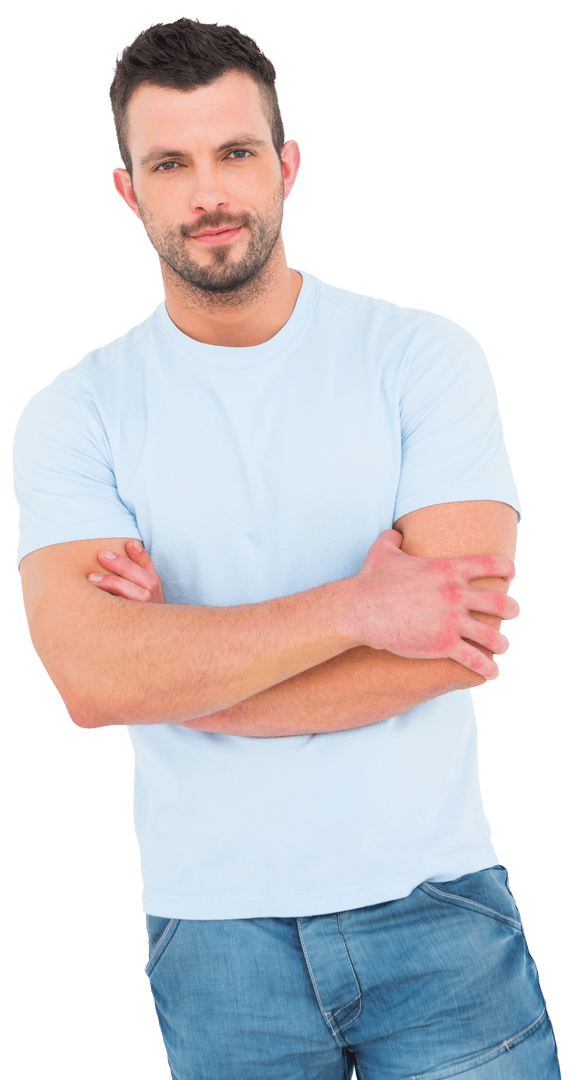 Casual Young Man Standing with Confident Stance Isolated Transparent
