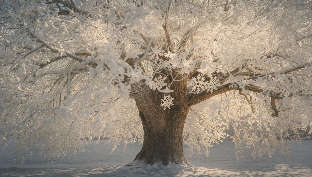 Majestic Frosted Tree Illuminated by Winter Sun