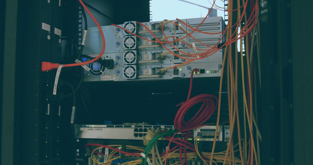 Modern Data Center with Network Cables and Servers