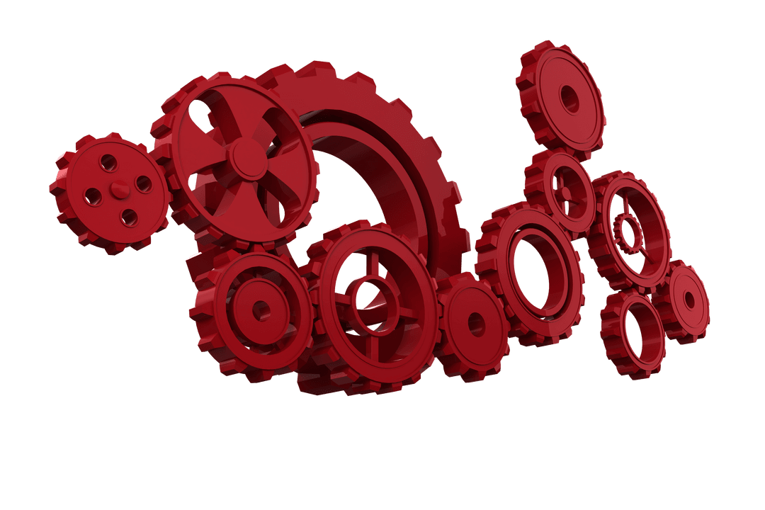 Red 3D Cogs and Gears Floating Transparent Background - Download Free Stock Images Pikwizard.com