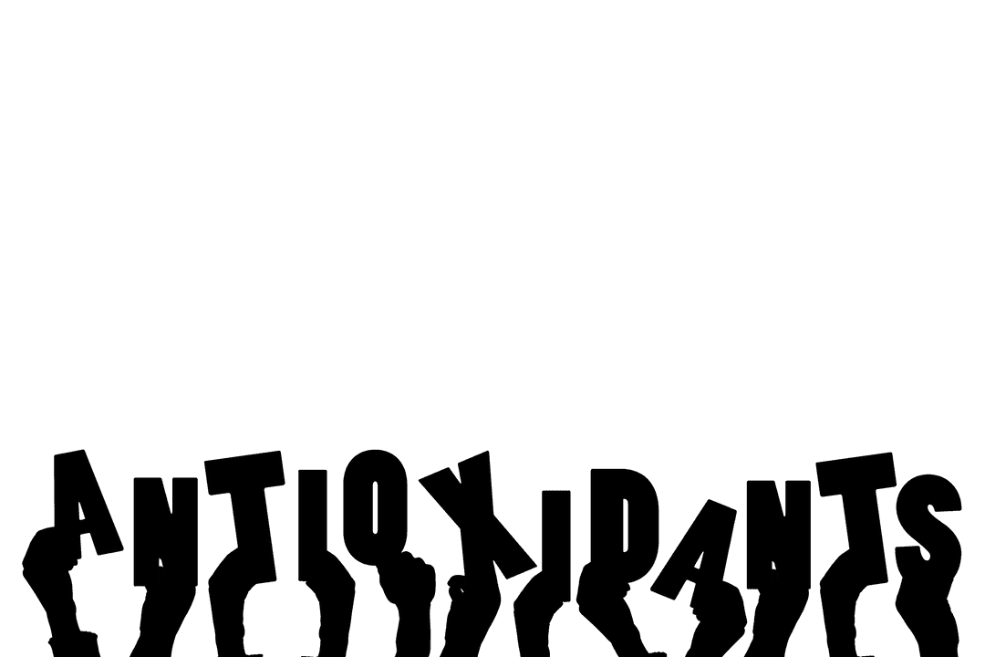 Digital Transparent Illustration of Hands with Antioxidants Text