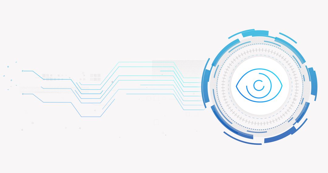 Futuristic Blue Eye and Connecting Lines Symbolizing Digital Network Security