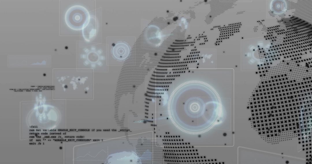 Futuristic Dotted World with Virtual Interface and Data Visualization