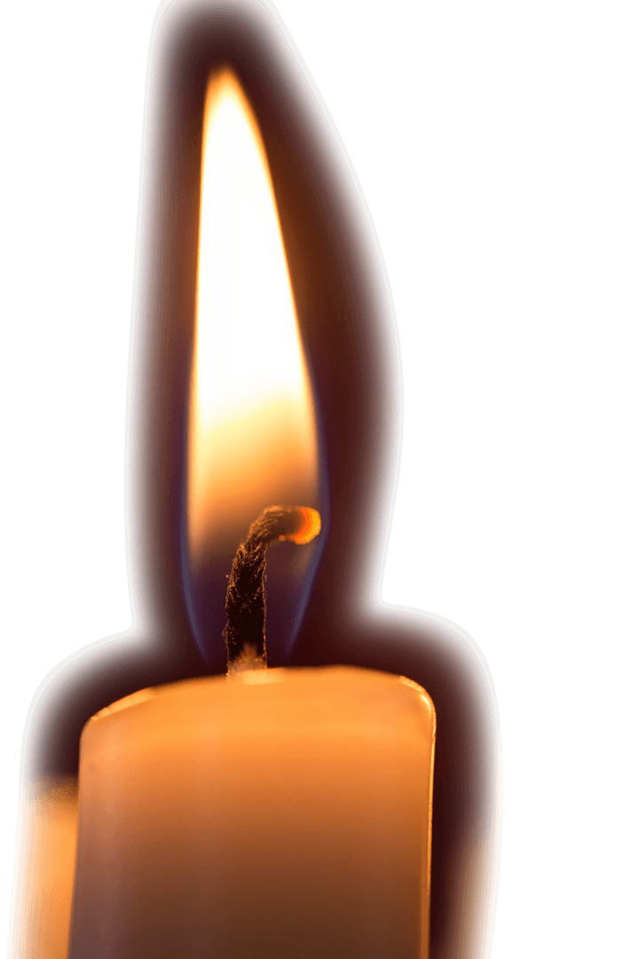 Transparent Warm Glow of Lit Candle Flame Close-Up