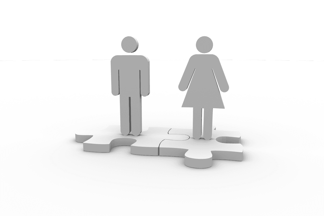 Silhouette Icons Representing Man and Woman on Transparent