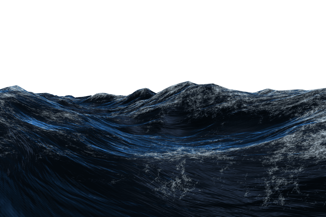 Realistic Ocean Waves on Transparent Background for Dramatic Design