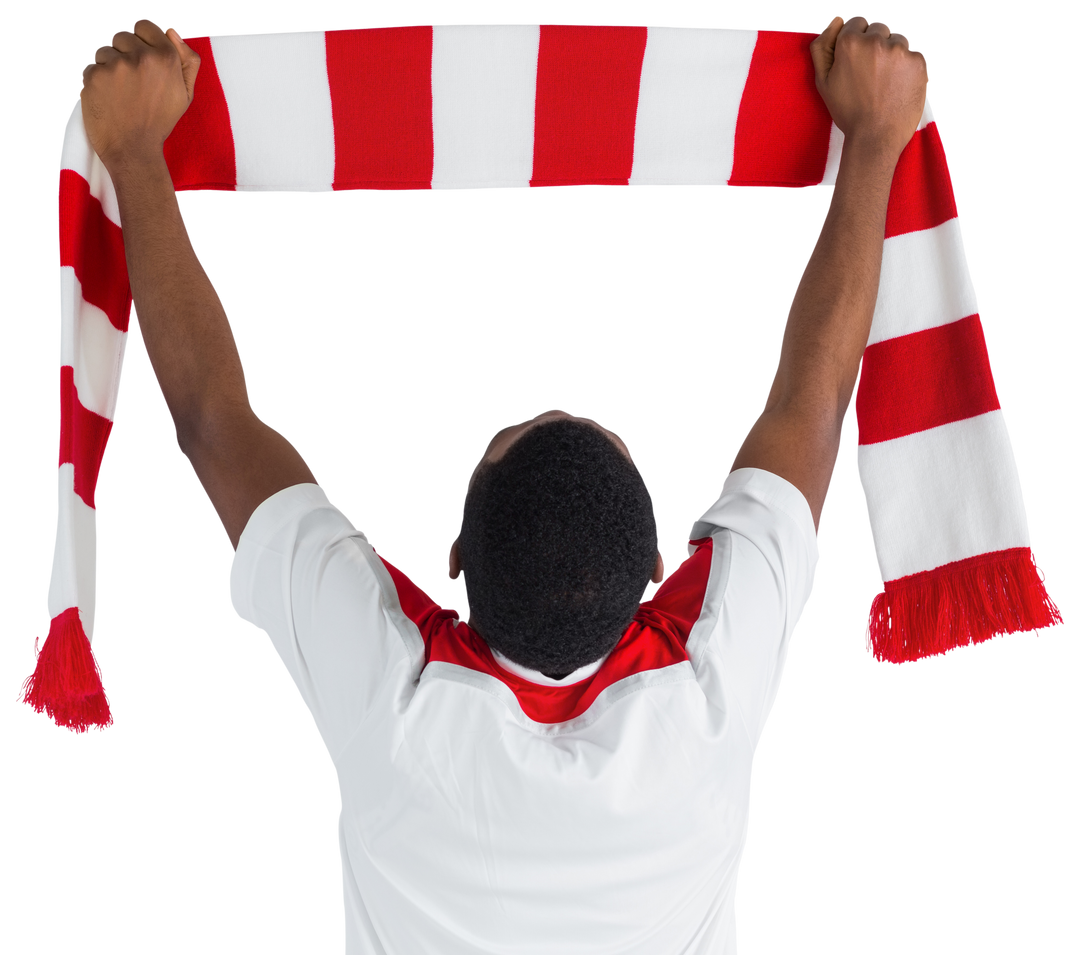 Transparent Excited Football Fan Celebrating With Team Scarf Raised - Download Free Stock Images Pikwizard.com