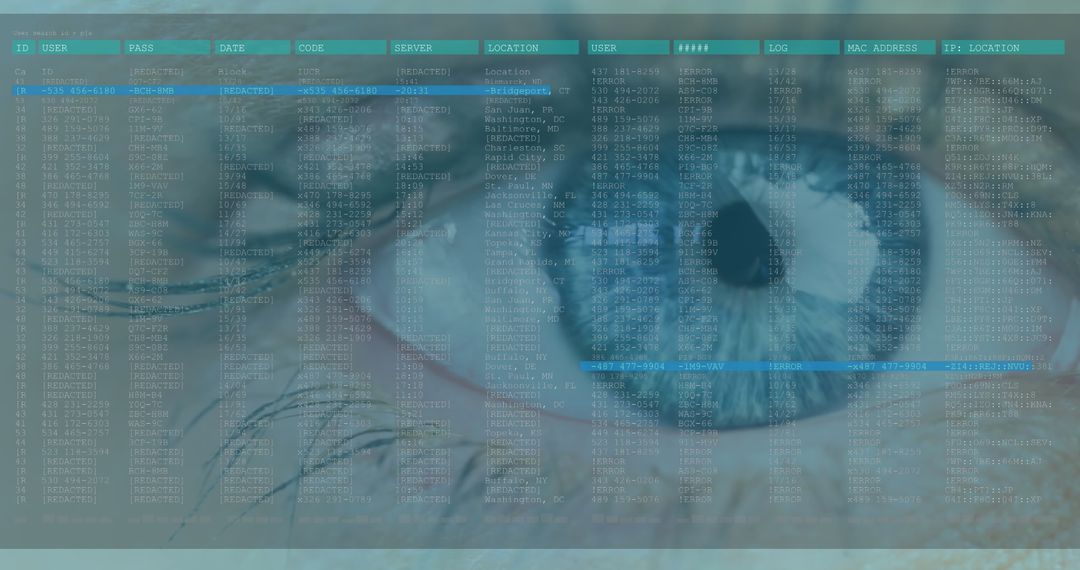 Futuristic Digital Eye Technology with Scrolling Data