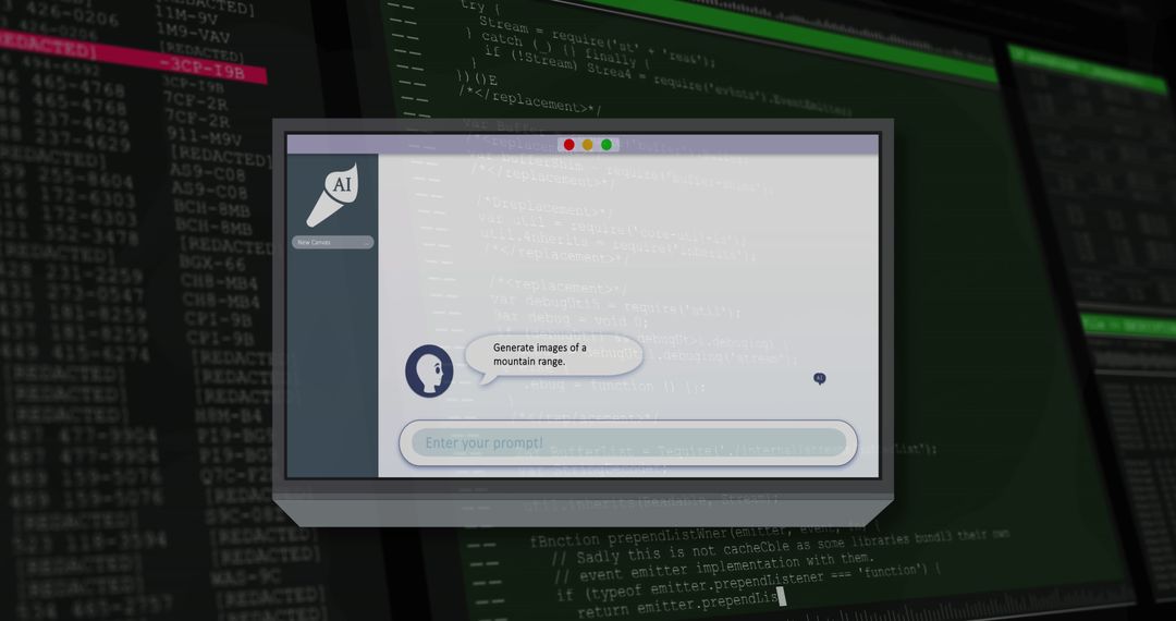 Artificial Intelligence Chat Interface on Data Screens