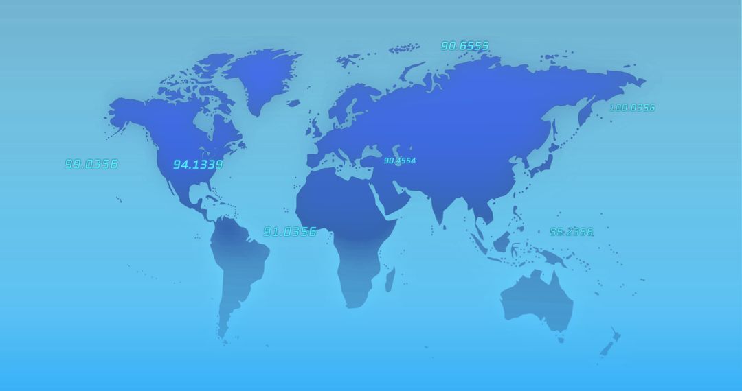 Digital World Map with Data Display and Blue Background