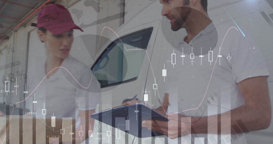 Delivery Personnel Analyzing Logistics with Technology Infusion