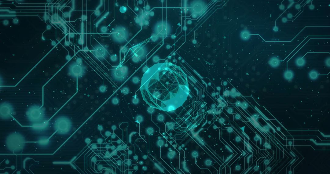 Futuristic Digital Network Globe with Circuitry Connections