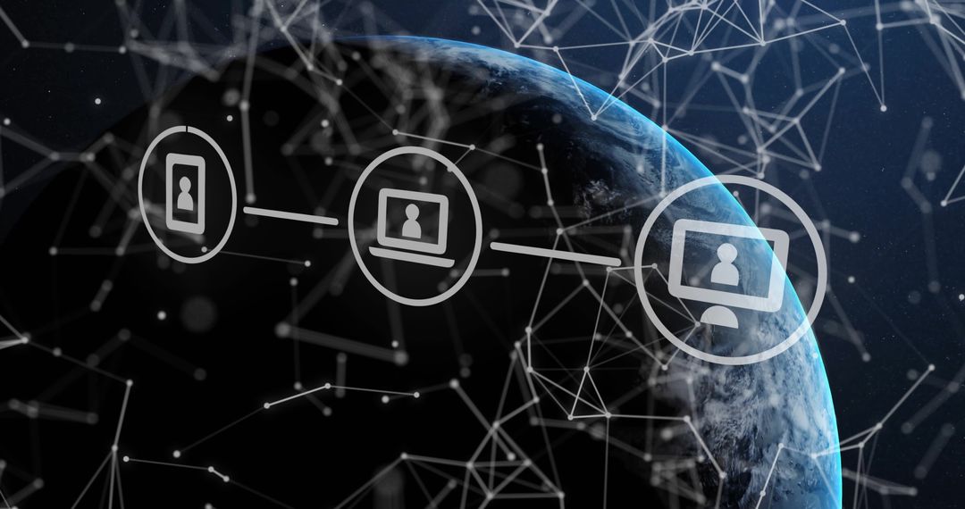 Global Digital Network and Data Connections Over Earth