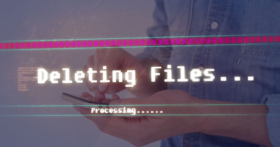 Businessman Using Smartphone with Data Processing Overlay