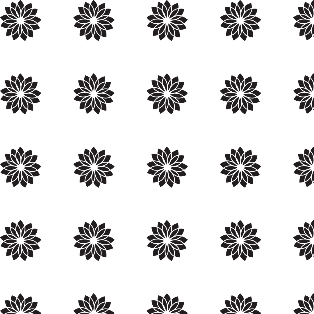 Black Floral Pattern on Transparent Background Design