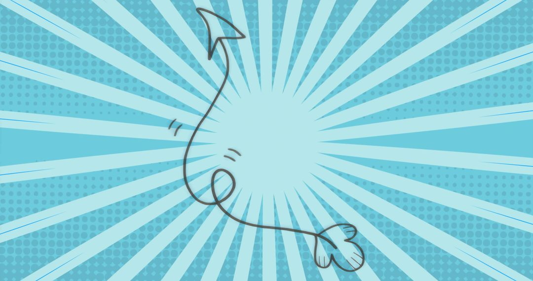 Dynamic Curved Arrow with Heart Tail on Radial Burst Background