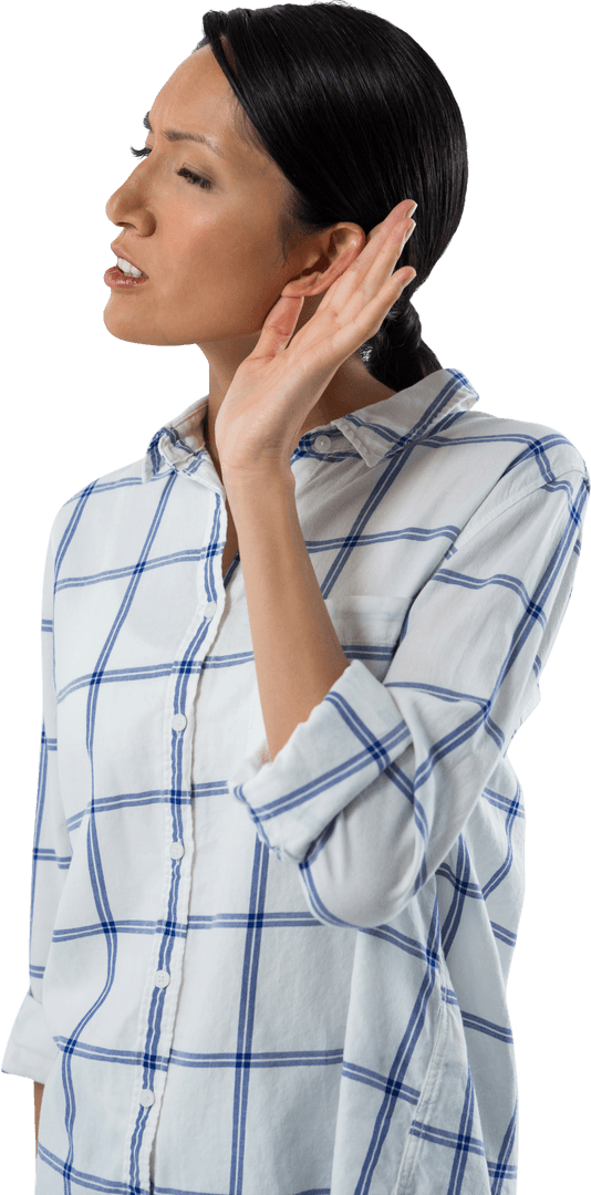 Transparent Image Woman Listening Secretly Hand Ear Gesture