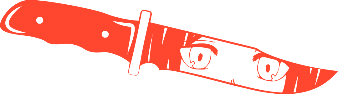 Red Sword Silhouette with Manga Eyes on Transparent Canvas