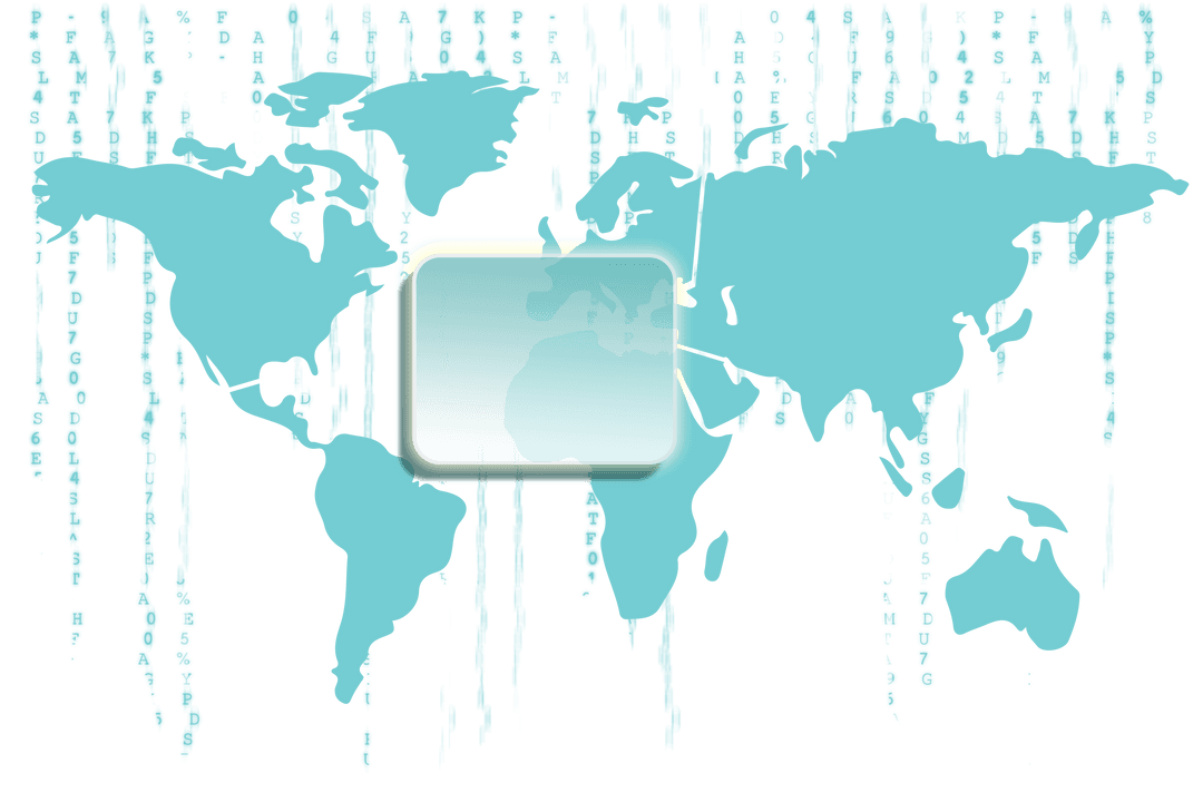 Transparent World Map with Badge Overlay