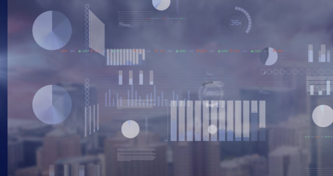 Futuristic Digital Data Overlay on Urban Skyline