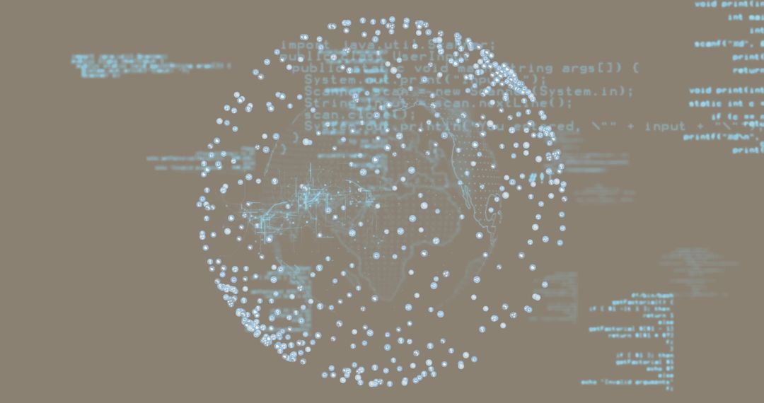 Floating Digital Globe Displaying Interconnected Data in Virtual Space