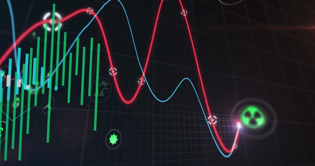 Abstract Digital Data Network with Graphs and Symbols