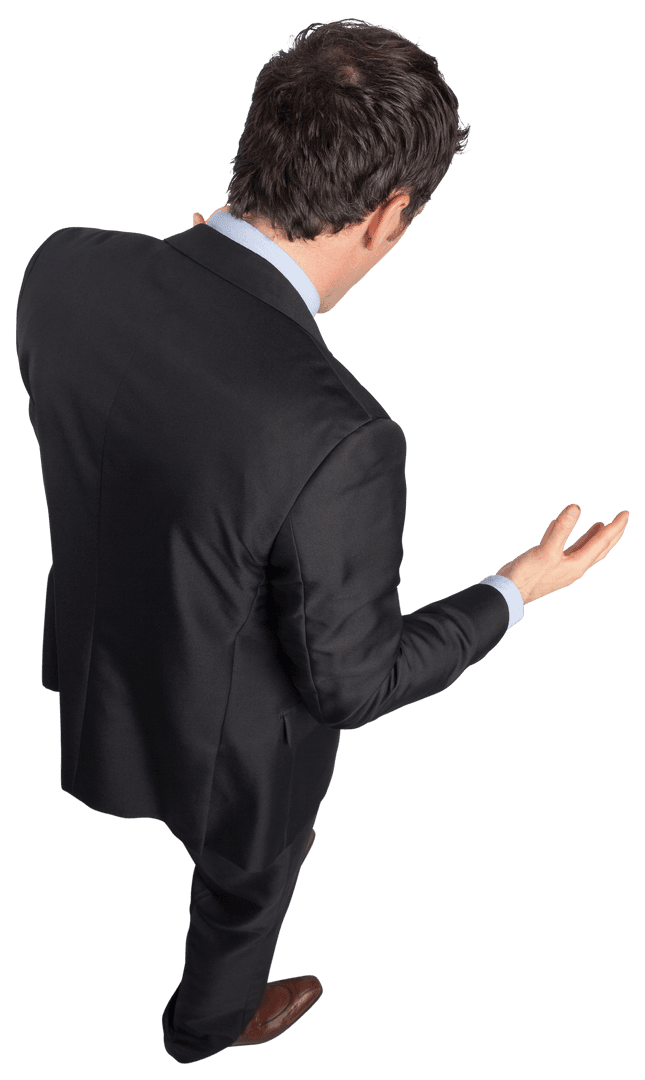 Angry Businessman Standing from Back on Transparent Background