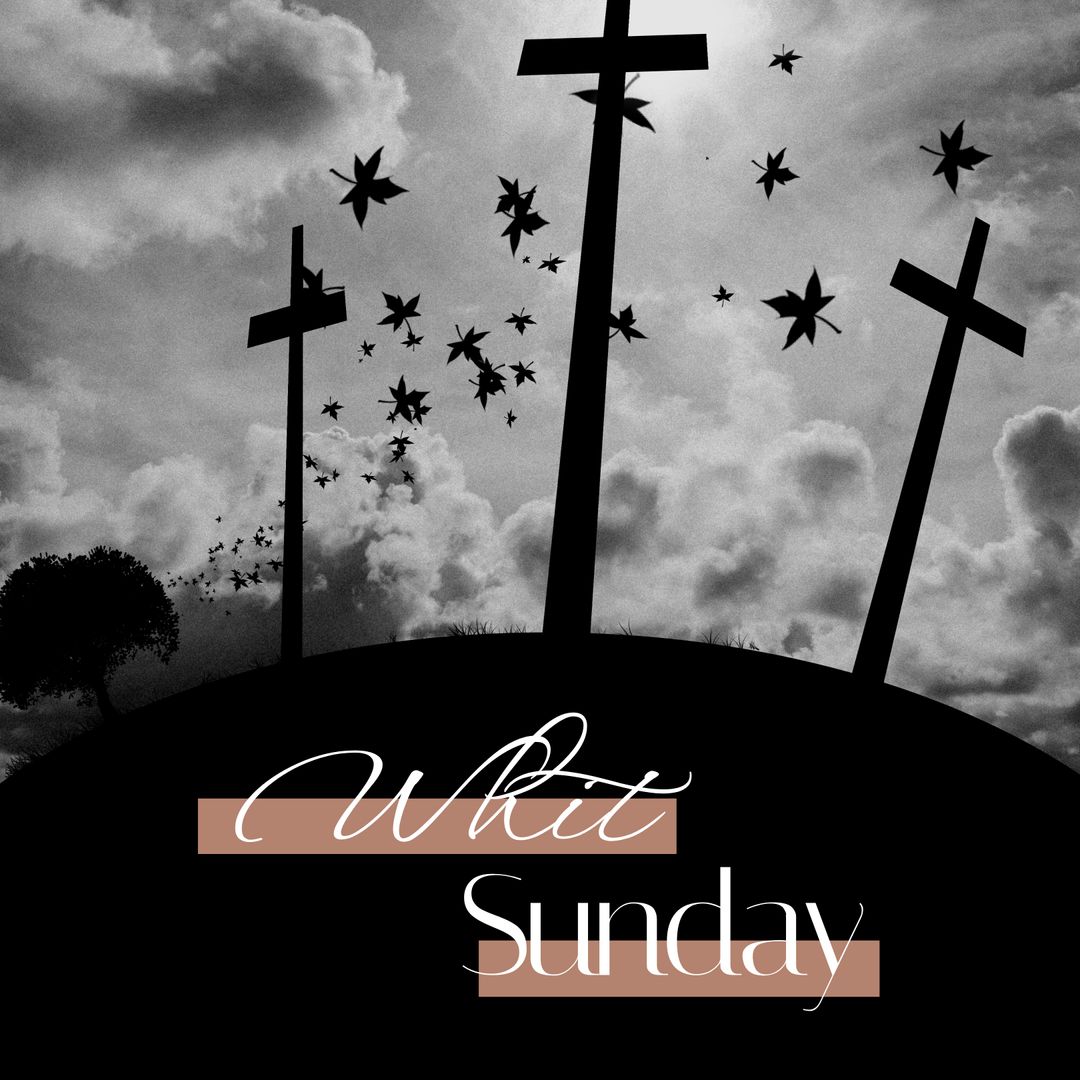 Whit Sunday: Three Crosses on Hill Silhouette