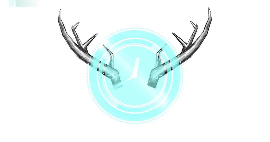 Futuristic Timepiece with Metallic Antlers Concept Art