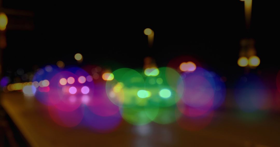 Abstract Neon Lights Featuring Bokeh Urban Traffic Scene