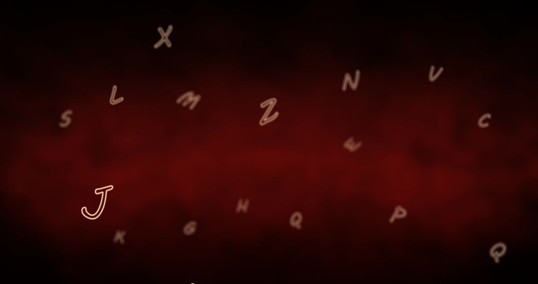 Floating English Alphabets on Red Background