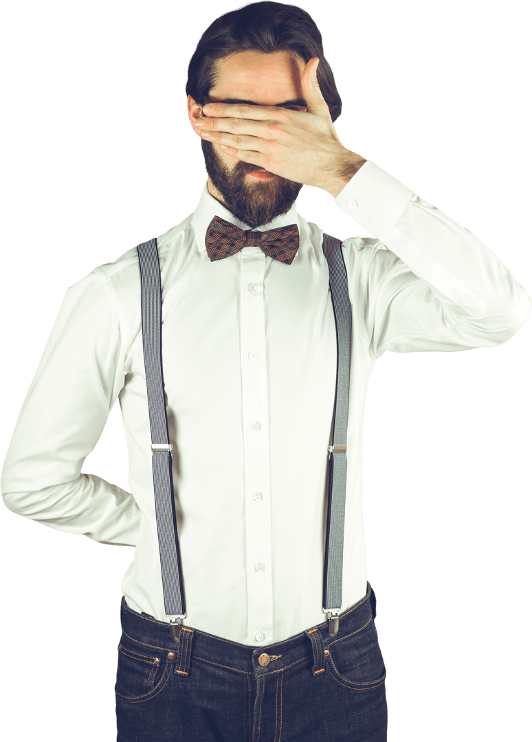 Mysterious Man Covering Face Transparent Background