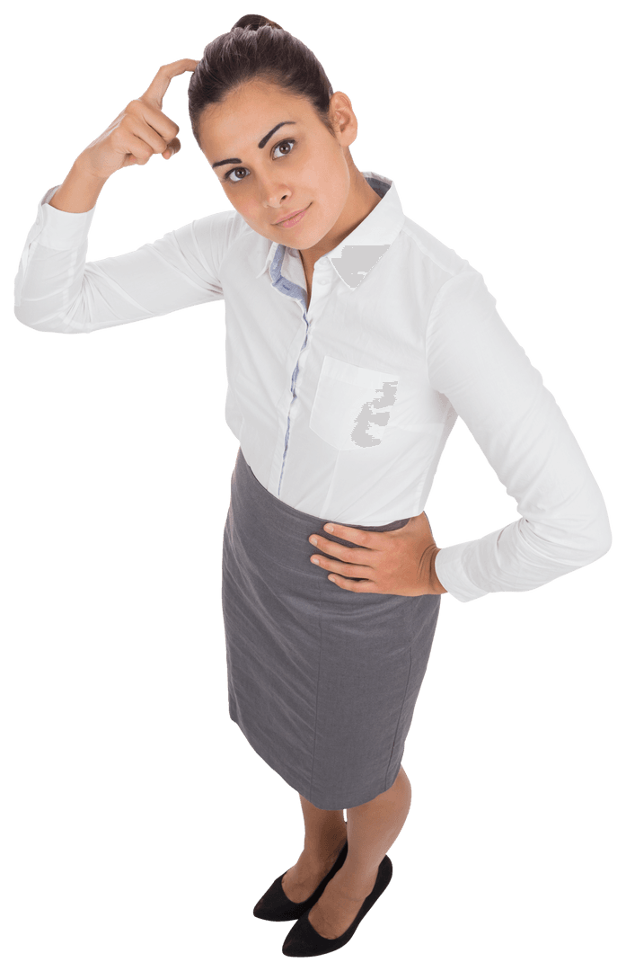 Thoughtful Businesswoman Scratching Head on Transparent Background