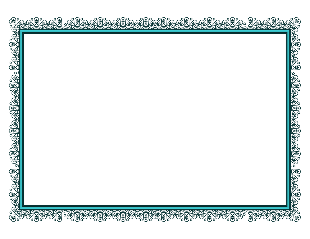 Abstract Blue Frame with Decorative Elements on Transparent Background