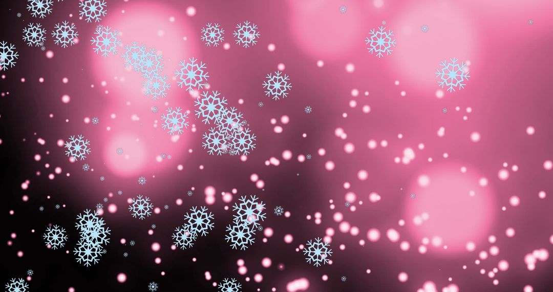Abstract Wintry Scene with Snowflakes and Pink Glow