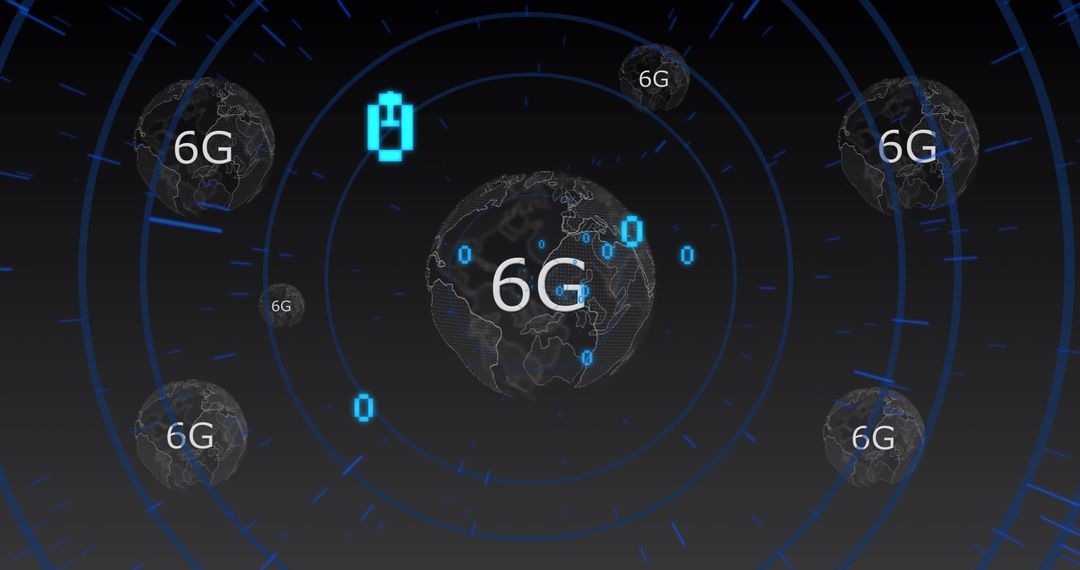 Illustration of 6G Technology with Binary Code on Globe