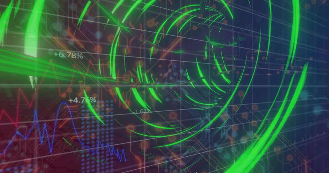 Futuristic Data Analytics Interface with Neon Graphics