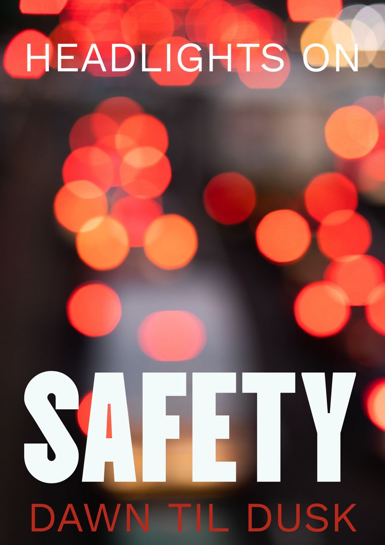 Blurred Car Headlights with Safety Message