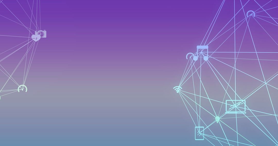 Digital Network Connections with Technology Icons on Gradient