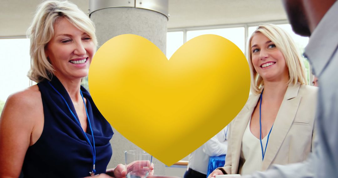 Heart Icon with Business Professionals Networking