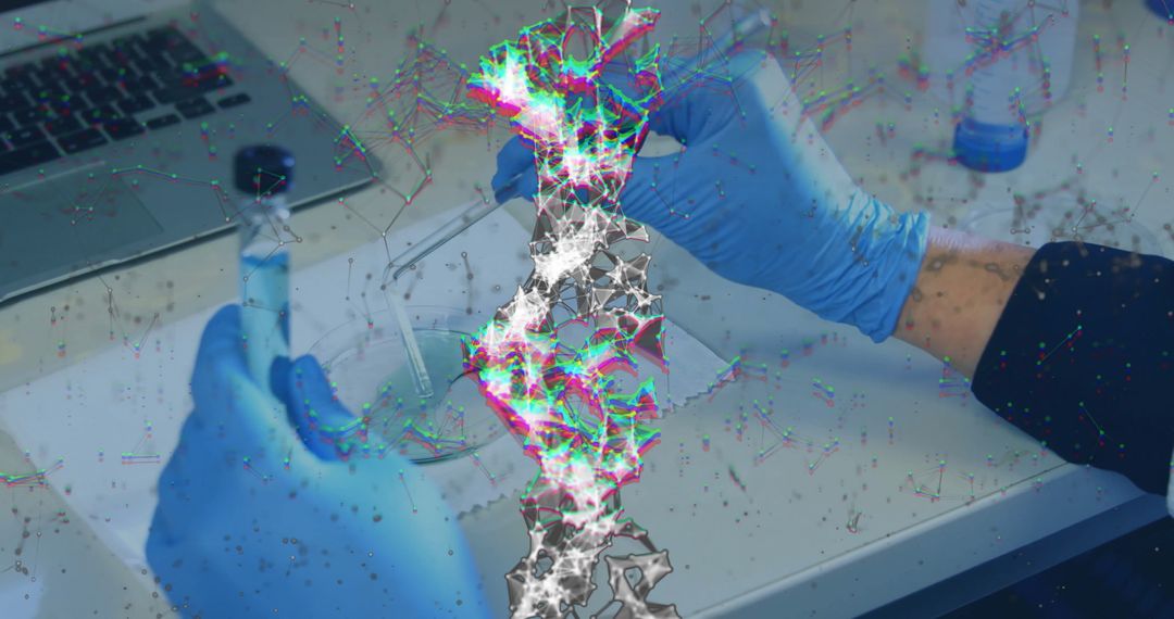 Scientist Performing Molecular Analysis with Gloved Hands
