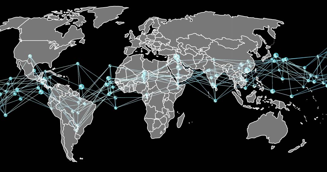 Global Network Communication Over World Map