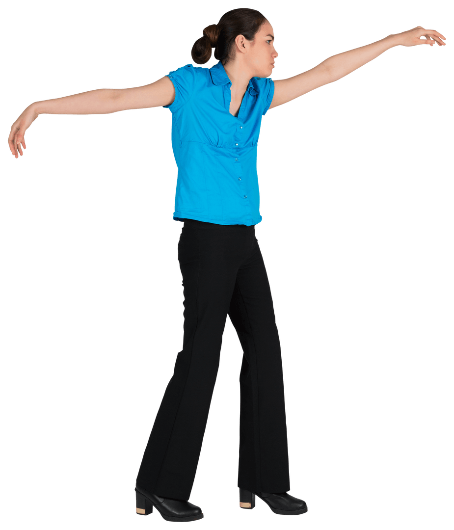 Dynamic Caucasian Businesswoman Gesturing on Transparent Background