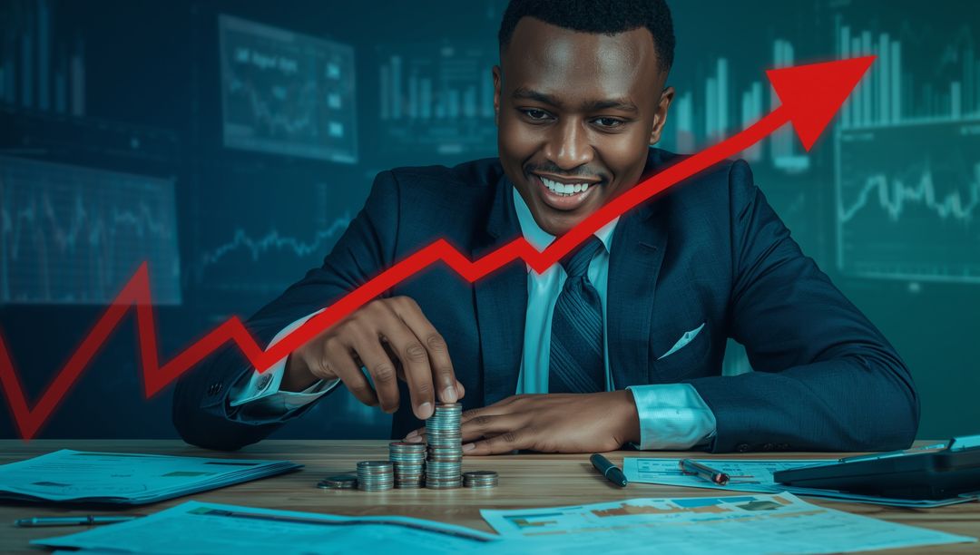 Smiling Business Professional Tracking Financial Growth