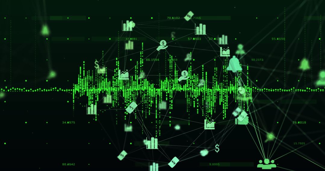 Digital Finance Concept with Data Visualization and Network Icons
