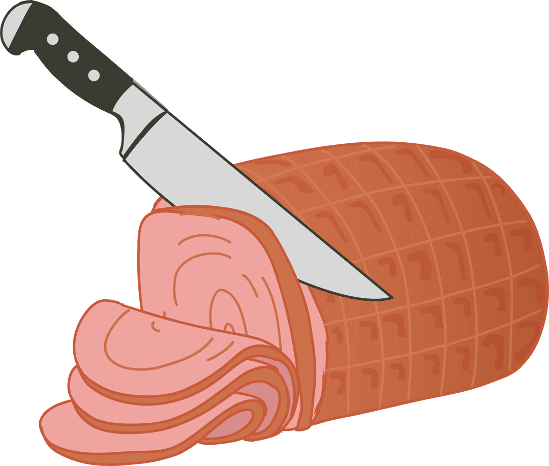 Slicing Ham Roast Knife Illustration Transparent Background