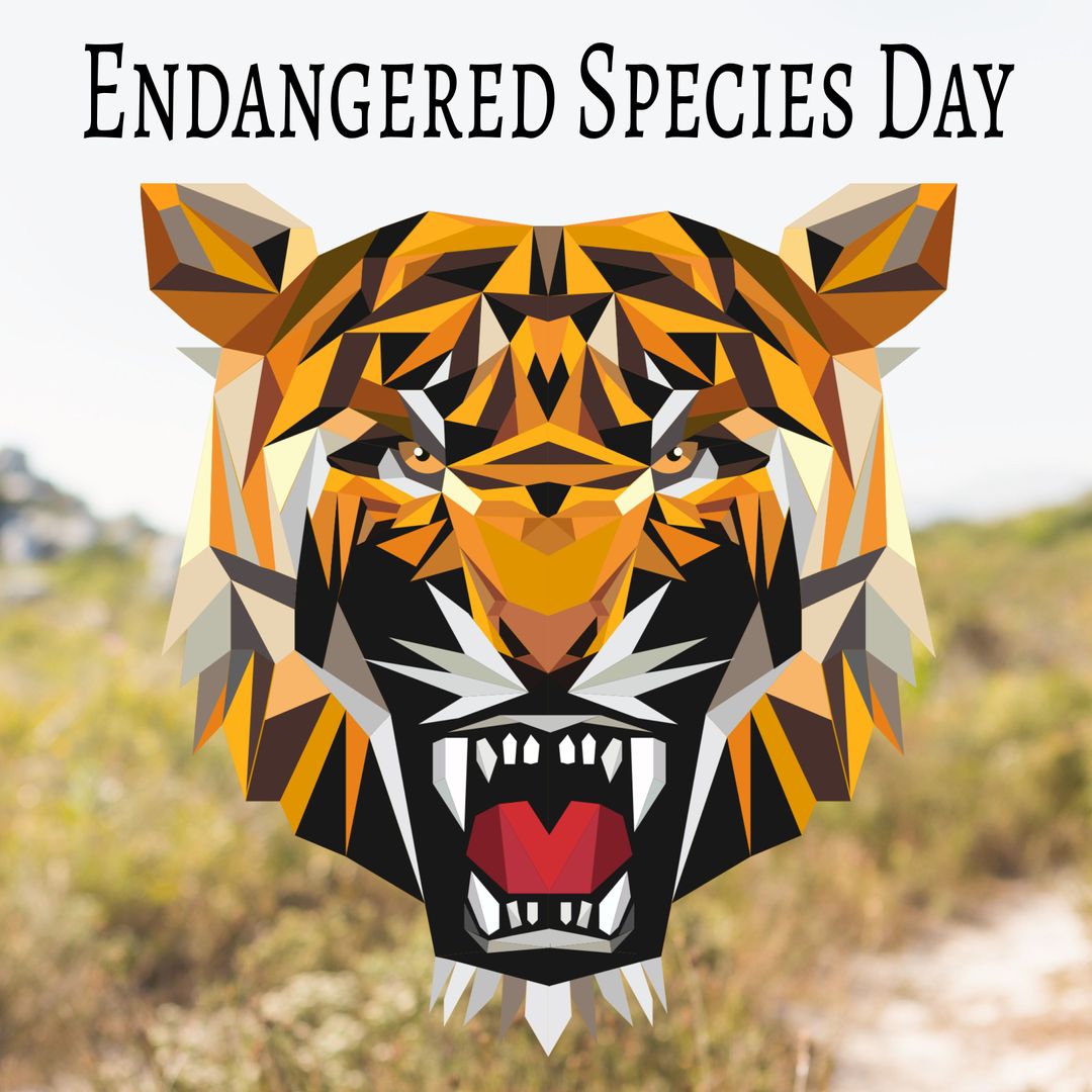 Geometric Tiger Symbolizing Wildlife Conservation Awareness