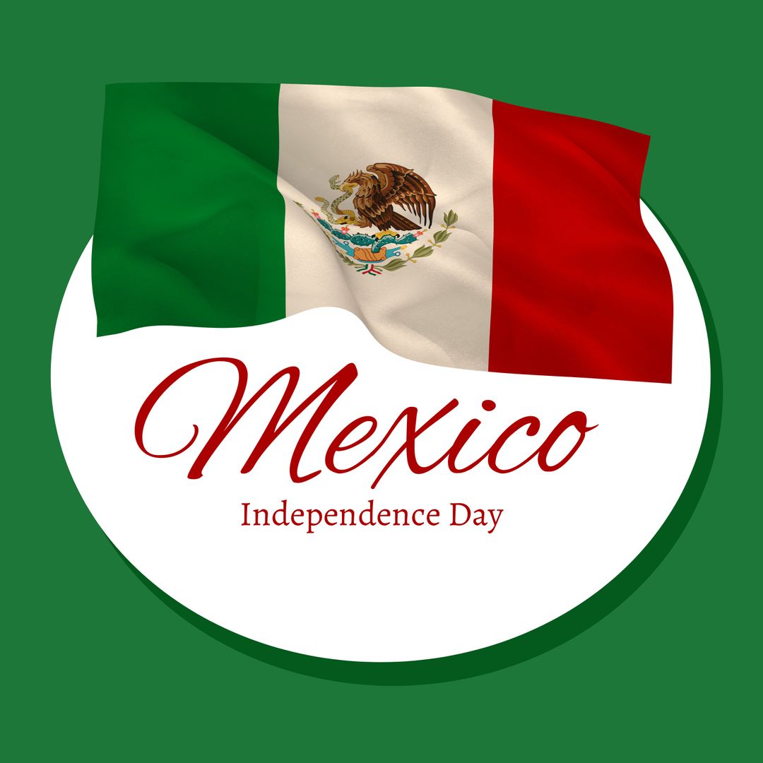 Mexico Independence Day Celebration with National Flag on Green