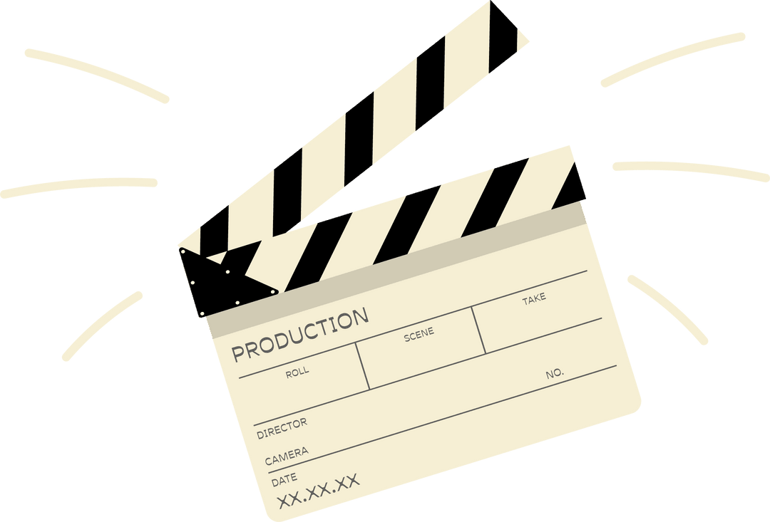 Flat Design Clapperboard on Transparent Background for Cinematography Concept