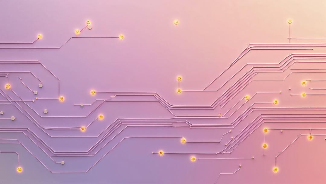Futuristic Circuit Network on Gradient Background with Glowing Nodes